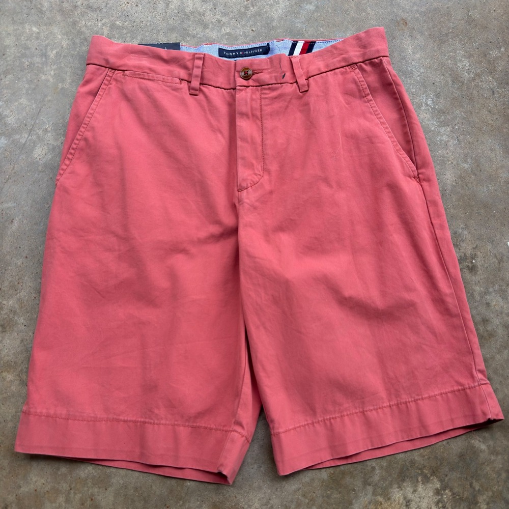 NWT Tommy Hilfiger Preppy Chino Shorts Workwear Salmon Pink 32 (i3)